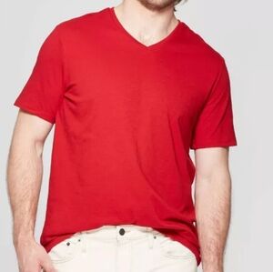 Goodfellow Men's Red Velvet Short Sleeve Every Wear Tee V-Neck NWT Size 5XLT